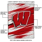 wisconsin badgers wild lines red white quilt blanket best selling