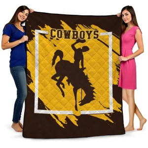 wyoming cowboys block border brown quilt blanket best selling