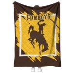 wyoming cowboys block border brown quilt blanket best selling