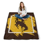 wyoming cowboys block border brown quilt blanket best selling
