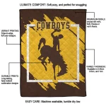 wyoming cowboys block border brown quilt blanket best selling
