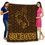 wyoming cowboys brick grid brown quilt blanket best selling