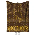 wyoming cowboys brick grid brown quilt blanket best selling