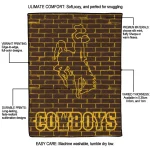 wyoming cowboys brick grid brown quilt blanket best selling