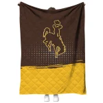 wyoming cowboys dot illusion brown quilt blanket best selling