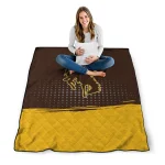 wyoming cowboys dot illusion brown quilt blanket best selling
