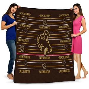 wyoming cowboys handdrawn stripes brown quilt blanket best selling