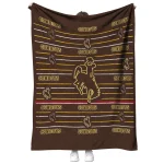 wyoming cowboys handdrawn stripes brown quilt blanket best selling