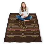 wyoming cowboys handdrawn stripes brown quilt blanket best selling