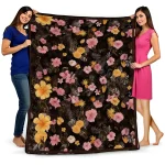 wyoming cowboys hibiscus foliage brown quilt blanket best selling