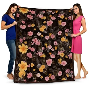 wyoming cowboys hibiscus foliage brown quilt blanket best selling