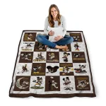 wyoming cowboys mickey mouse motif brown white quilt blanket best selling