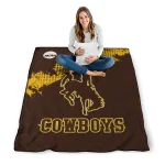wyoming cowboys paint trail brown quilt blanket best selling