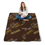 wyoming cowboys sketch lines brown quilt blanket best selling