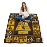 wyoming cowboys snoopy love brown quilt blanket best selling