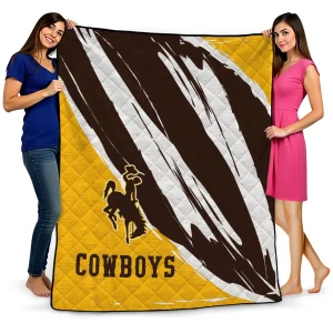 wyoming cowboys stroke art brown white quilt blanket best selling