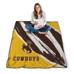 wyoming cowboys stroke art brown white quilt blanket best selling