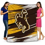 wyoming cowboys wild lines brown white quilt blanket best selling
