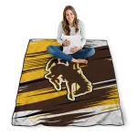 wyoming cowboys wild lines brown white quilt blanket best selling