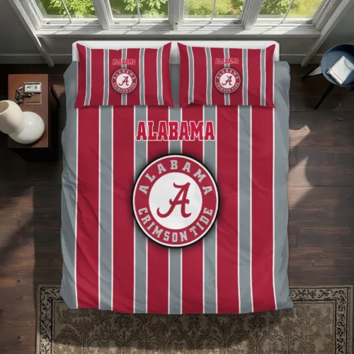 Alabama Crimson Tide Stripe Style Bedding Set Best Selling