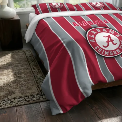 Alabama Crimson Tide Stripe Style Bedding Set Fashion Forward