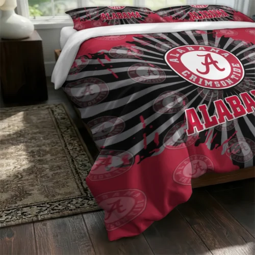 Alabama Crimson Tide Sunburst Splatter Bedding Set Fashion Forward