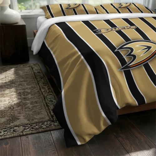 Anaheim Ducks Stripe Style Bedding Set Fashion Forward