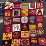 Arizona State Quilt Blanket Patchwork Maroon Yellow Design