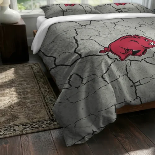 Arkansas Razorbacks Cracked Texture Bedding Set Fashion Forward