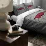Arkansas Razorbacks Cracked Texture Bedding Set Best Selling