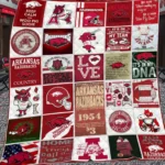 Arkansas Razorbacks Quilt Blanket Collage Patchwork Red White