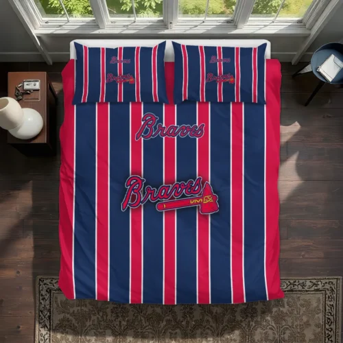 Atlanta Braves Stripe Style Bedding Set Best Selling