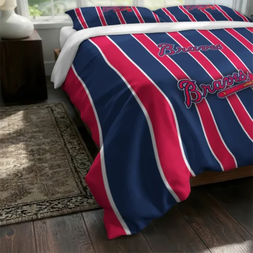 Atlanta Braves Stripe Style Bedding Set Fashion Forward