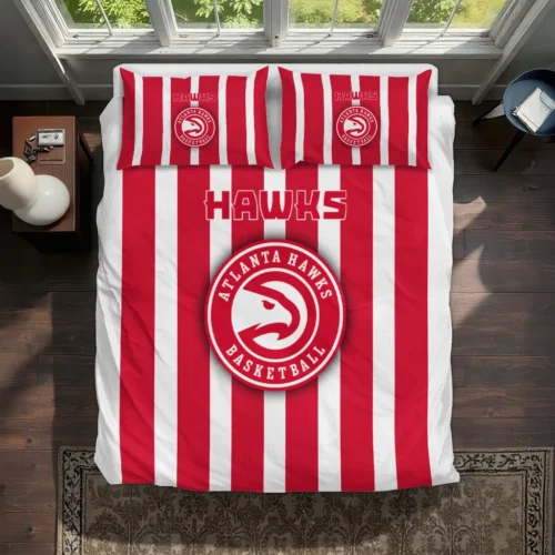 Atlanta Hawks Stripe Style Bedding Set Best Selling