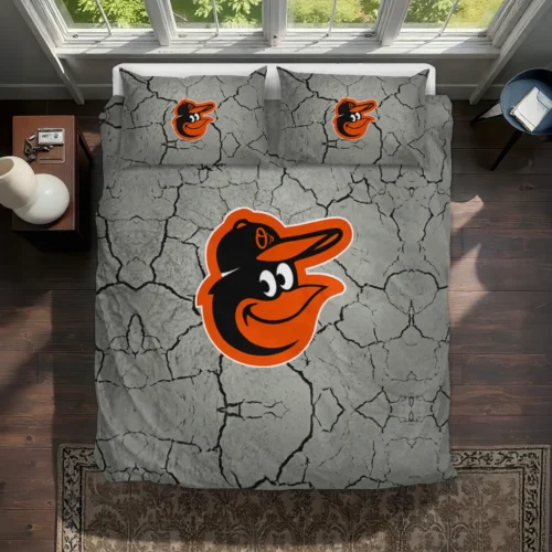 Baltimore Orioles Cracked Texture Bedding Set Best Selling