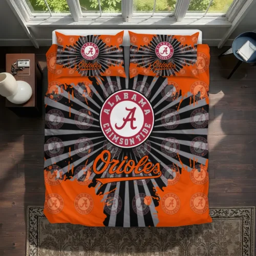 Baltimore Orioles Sunburst Splatter Bedding Set Best Selling