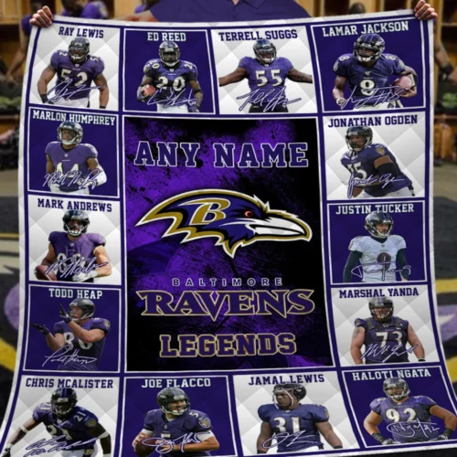 Baltimore Ravens Quilt Blanket Legends Purple Black