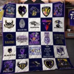 Baltimore Ravens Quilt Blanket Logo Patchwork Purple White