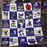 Baltimore Ravens Quilt Blanket Snoopy Peanuts Patchwork Purple White