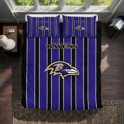 Baltimore Ravens Stripe Style Bedding Set Best Selling