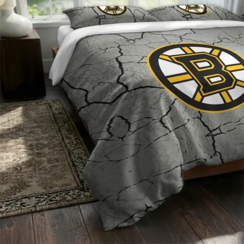Boston Bruins Cracked Texture Bedding Set Fashion Forward