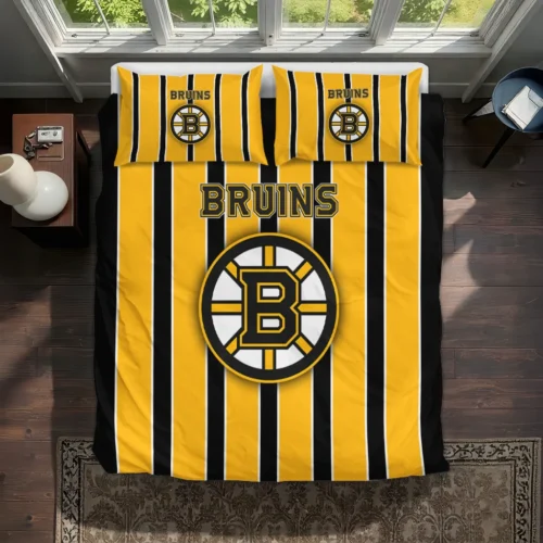 Boston Bruins Stripe Style Bedding Set Best Selling