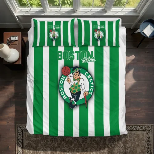 Boston Celtics Stripe Style Bedding Set Best Selling