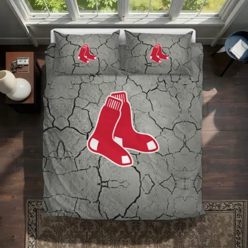 Boston Red Sox Cracked Texture Bedding Set Best Selling