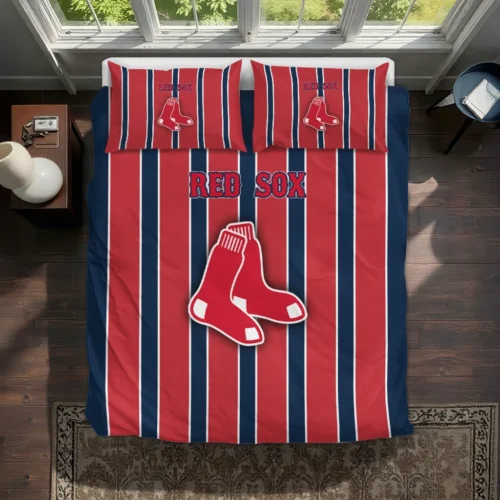 Boston Red Sox Stripe Style Bedding Set Best Selling