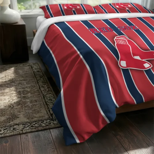 Boston Red Sox Stripe Style Bedding Set Fashion Forward