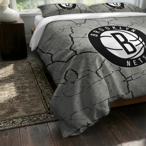 Brooklyn Nets Cracked Texture Bedding Set Fashion Forward