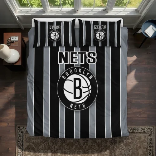 Brooklyn Nets Stripe Style Bedding Set Best Selling