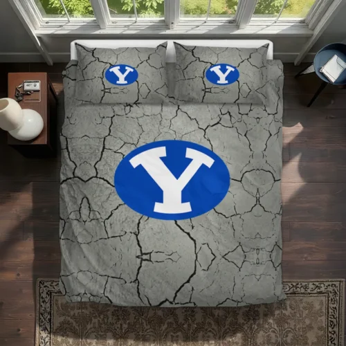 Byu Cougars Cracked Texture Bedding Set Best Selling