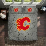 Calgary Flames Cracked Texture Bedding Set Best Selling